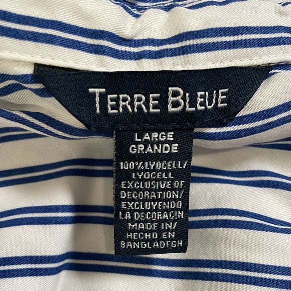 Terre Bleue Striped Sleeveless Shirt Tunic - Picture 6 of 6